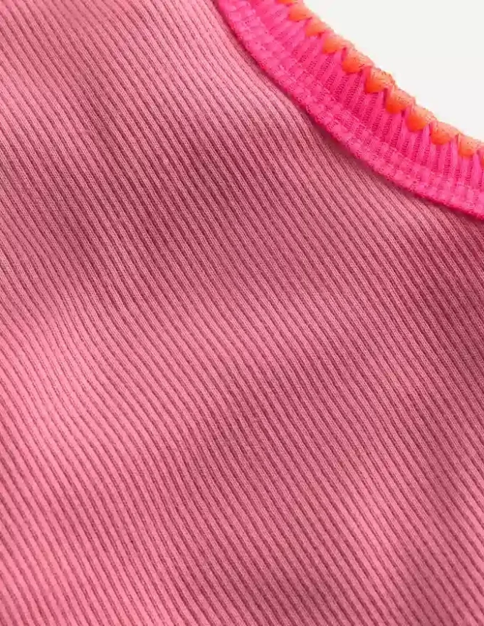 Crochet Trim Ribbed Vest Pink Haze Crochet Trim Ribbed Vest Pink Haze