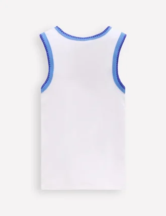 Crochet Trim Ribbed Vest White