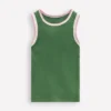 Crochet Trim Ribbed Vest Willow Green Crochet Trim Ribbed Vest Willow Green