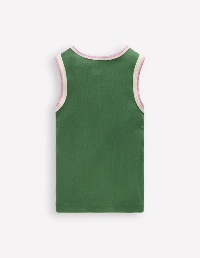 Crochet Trim Ribbed Vest Willow Green Crochet Trim Ribbed Vest Willow Green
