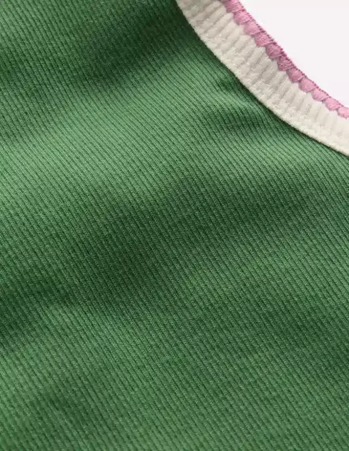 Crochet Trim Ribbed Vest Willow Green Crochet Trim Ribbed Vest Willow Green