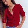 Cropped Cashmere Cardigan Ash Red Cropped Cashmere Cardigan Ash Red