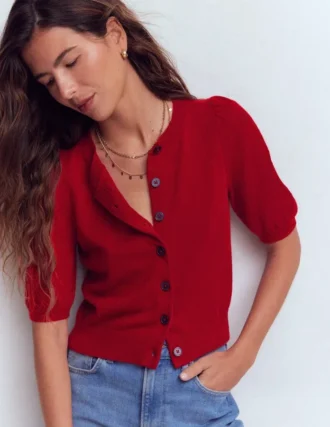 Cropped Cashmere Cardigan Ash Red