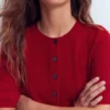 Cropped Cashmere Cardigan Ash Red Cropped Cashmere Cardigan Ash Red