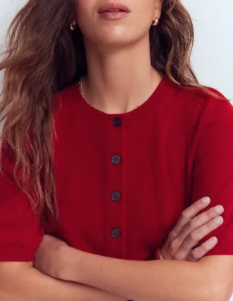 Cropped Cashmere Cardigan Ash Red