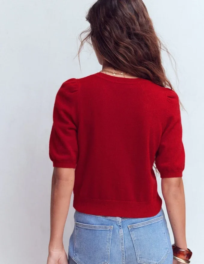 Cropped Cashmere Cardigan Ash Red Cropped Cashmere Cardigan Ash Red