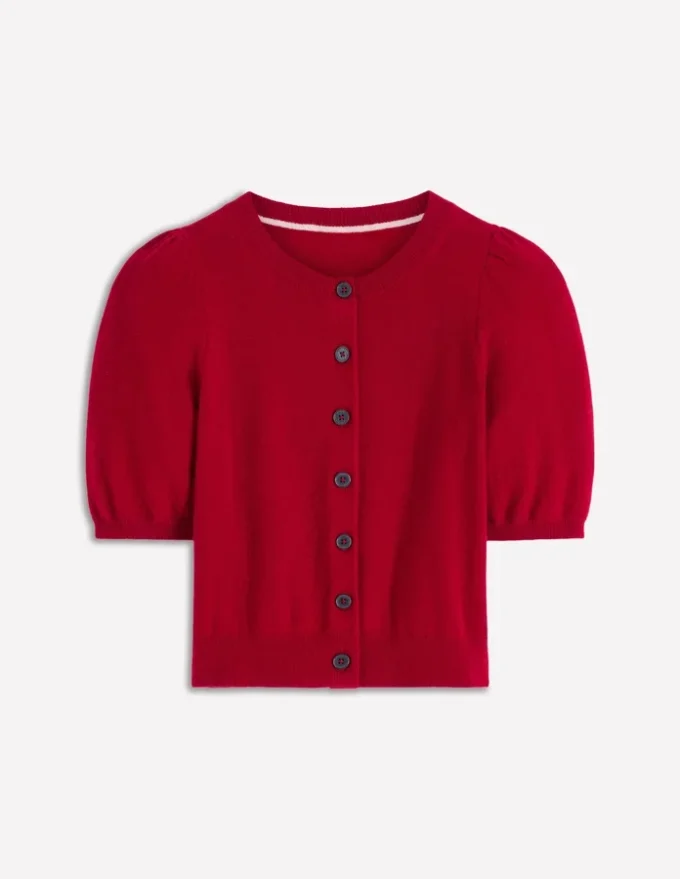 Cropped Cashmere Cardigan Ash Red Cropped Cashmere Cardigan Ash Red