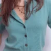 Cropped Cashmere Cardigan Misty Blue Cropped Cashmere Cardigan Misty Blue