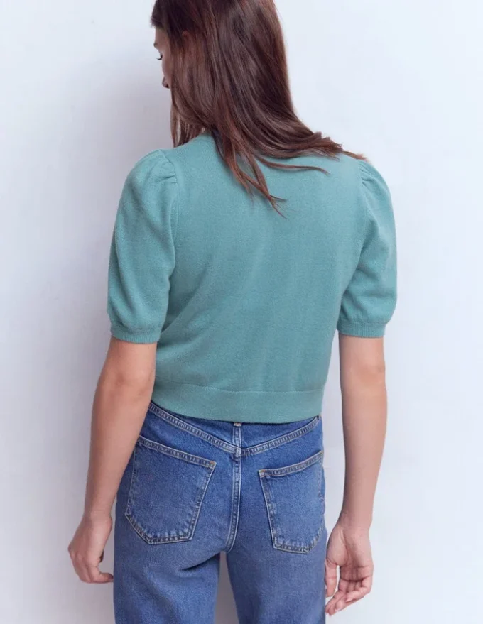 Cropped Cashmere Cardigan Misty Blue Cropped Cashmere Cardigan Misty Blue