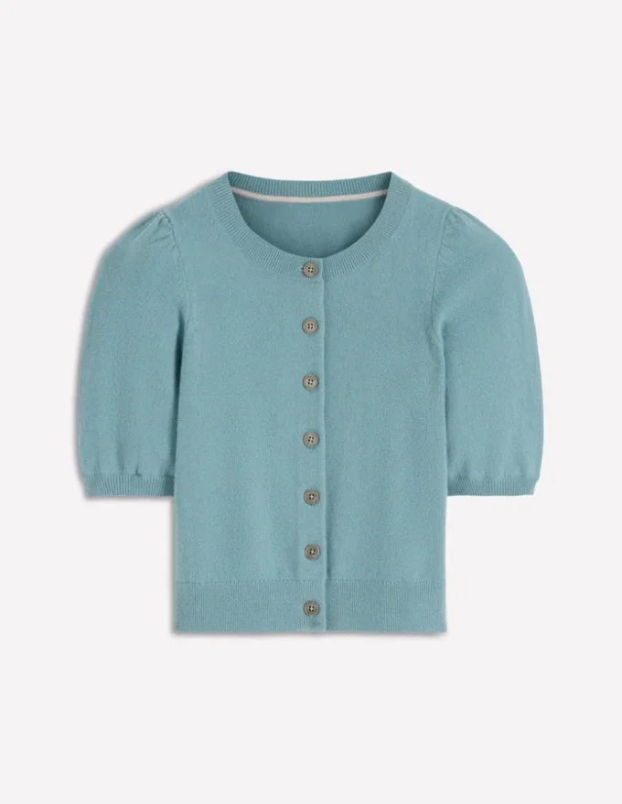 Cropped Cashmere Cardigan Misty Blue Cropped Cashmere Cardigan Misty Blue