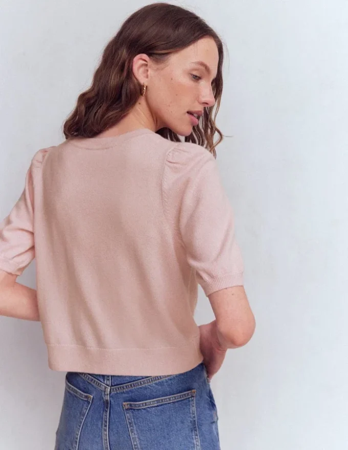 Cropped Cashmere Cardigan Pale Pink Cropped Cashmere Cardigan Pale Pink