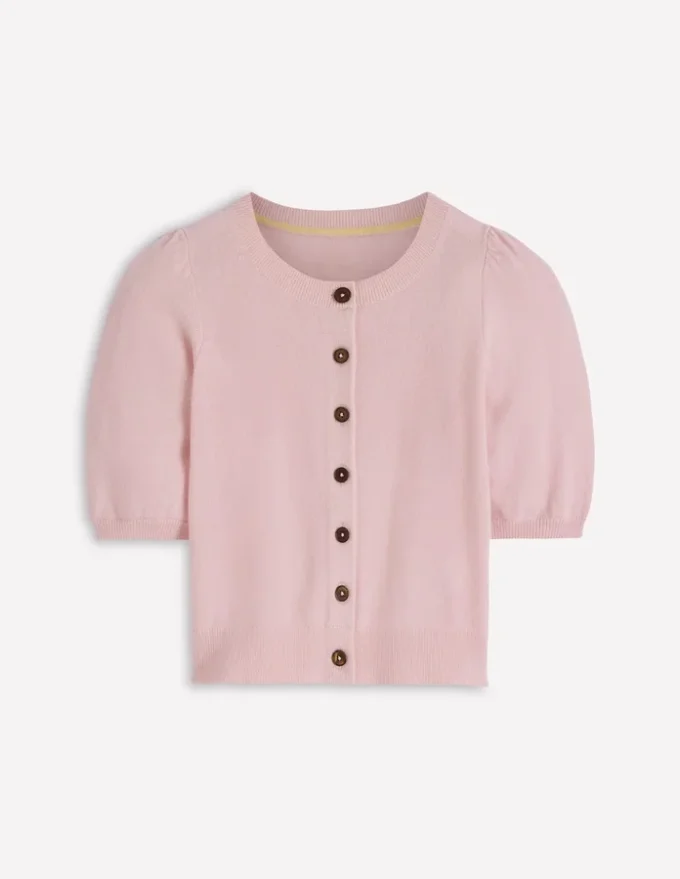 Cropped Cashmere Cardigan Pale Pink Cropped Cashmere Cardigan Pale Pink