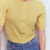 Cropped Cashmere Cardigan Sandstone Yellow Cropped Cashmere Cardigan Sandstone Yellow