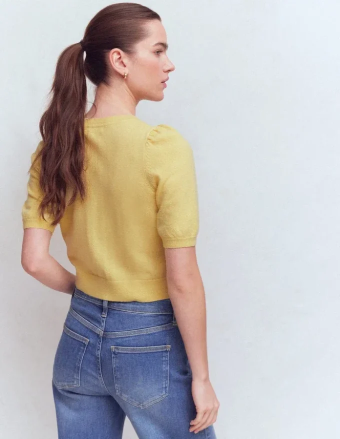 Cropped Cashmere Cardigan Sandstone Yellow Cropped Cashmere Cardigan Sandstone Yellow