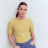 Cropped Cashmere Cardigan Sandstone Yellow Cropped Cashmere Cardigan Sandstone Yellow