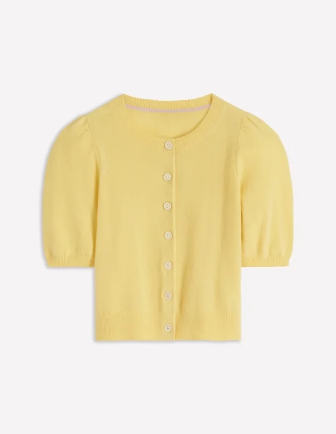 Cropped Cashmere Cardigan Sandstone Yellow Cropped Cashmere Cardigan Sandstone Yellow