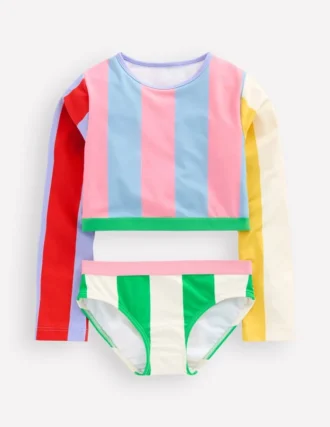 Cropped Rash Vest Set Multi Hotchpotch Stripe