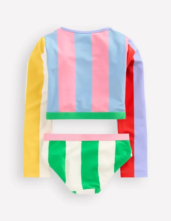 Cropped Rash Vest Set Multi Hotchpotch Stripe