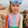 Cropped Rash Vest Set Multi Hotchpotch Stripe