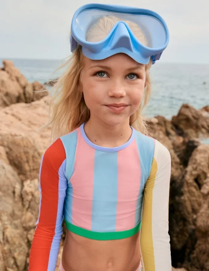 Cropped Rash Vest Set Multi Hotchpotch Stripe