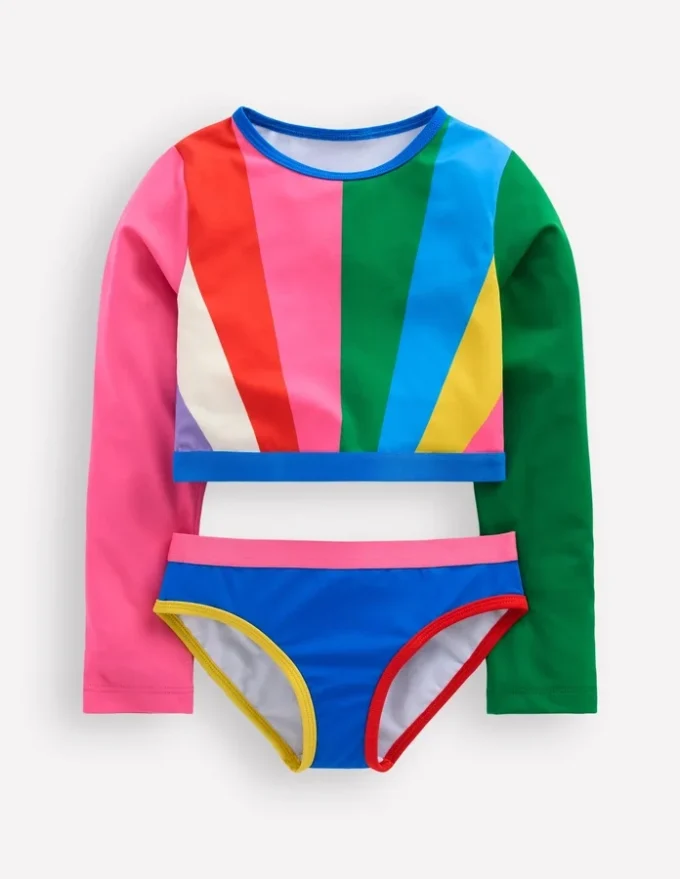Cropped Rash Vest Set Rainbow Sunray