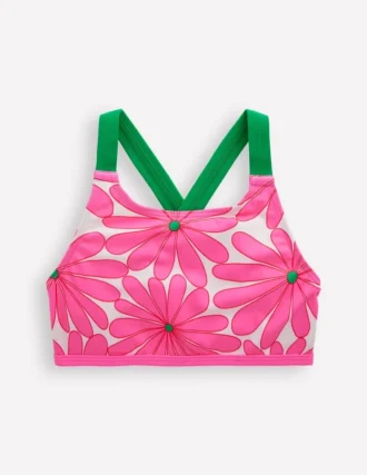 Cross-back Bikini Top Festival Pink Daisy