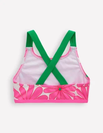 Cross-back Bikini Top Festival Pink Daisy