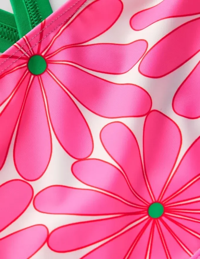 Cross-back Bikini Top Festival Pink Daisy
