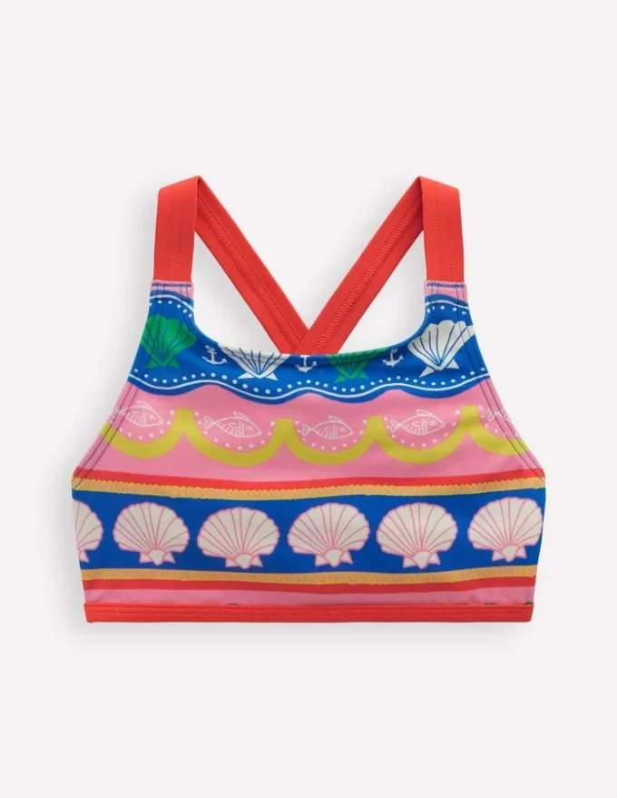 Cross-back Bikini Top Multi Sea Shell Stripe Cross-back Bikini Top Multi Sea Shell Stripe