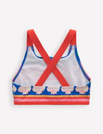 Cross-back Bikini Top Multi Sea Shell Stripe