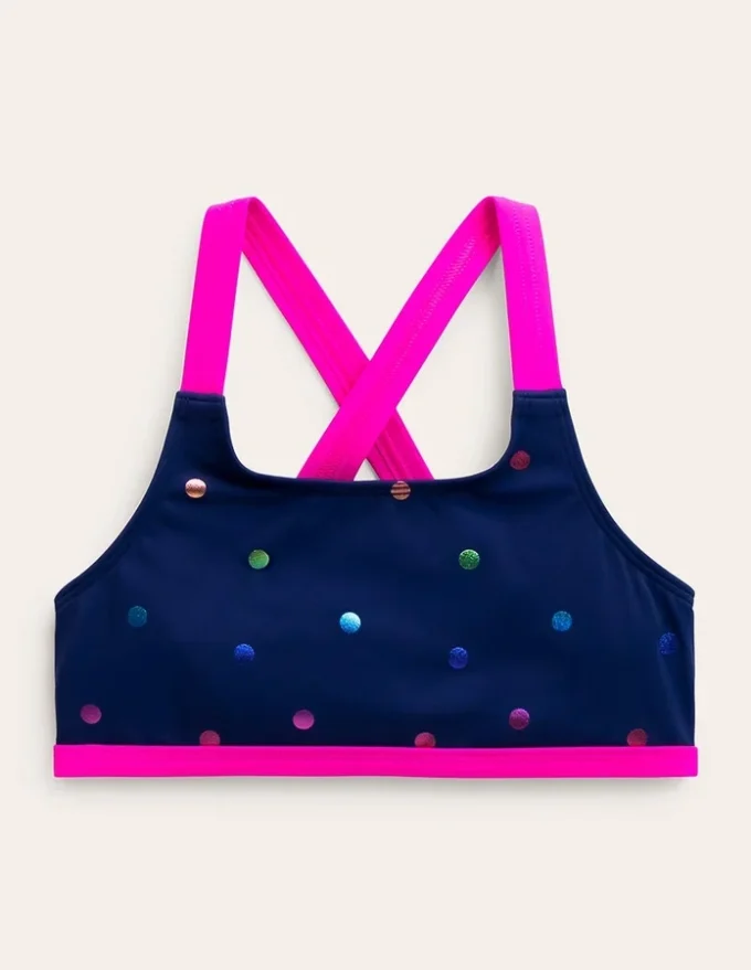 Cross-back Bikini Top Rainbow Foil Confetti Spot