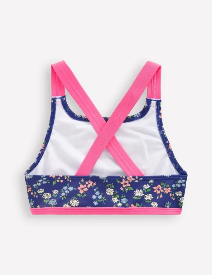 Cross-back Bikini Top Sapphire Blue Meadow Floral Cross-back Bikini Top Sapphire Blue Meadow Floral