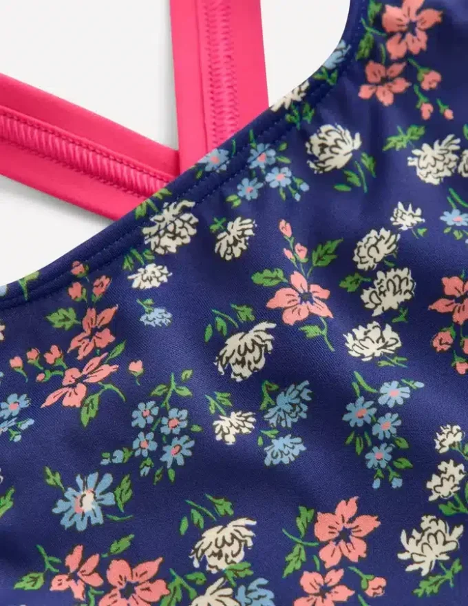 Cross-back Bikini Top Sapphire Blue Meadow Floral Cross-back Bikini Top Sapphire Blue Meadow Floral