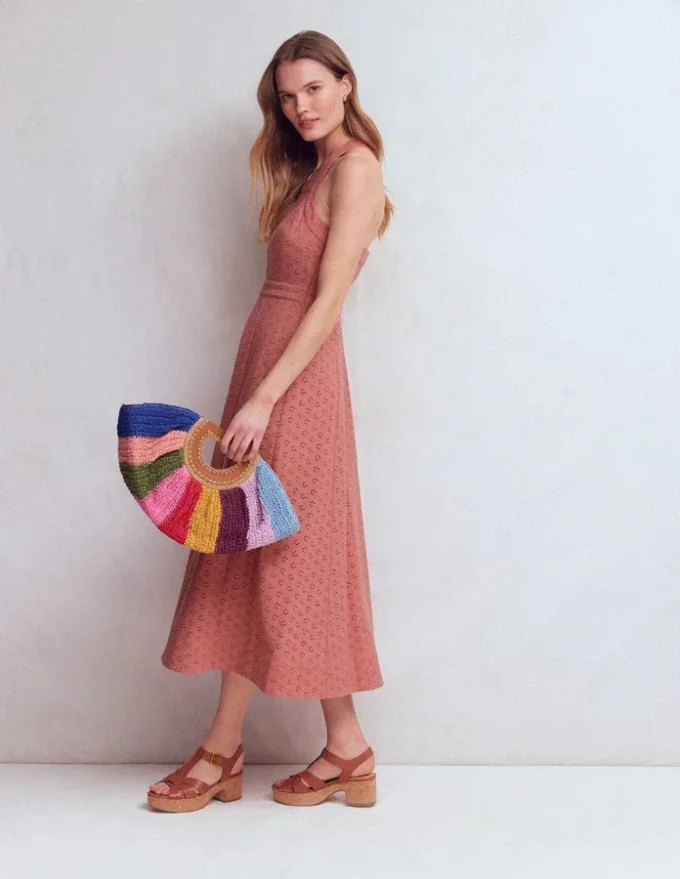 Cross Back Broderie Midi Dress Vintage Rose Broderie Cross Back Broderie Midi Dress Vintage Rose Broderie