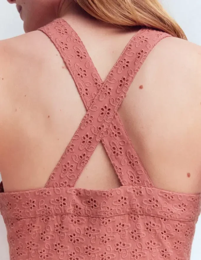 Cross Back Broderie Midi Dress Vintage Rose Broderie Cross Back Broderie Midi Dress Vintage Rose Broderie