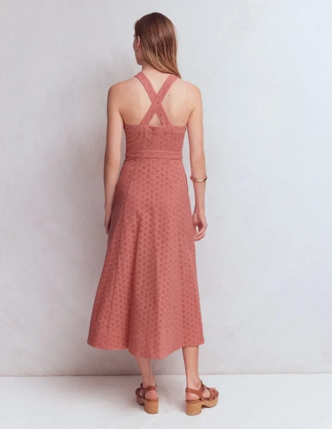 Cross Back Broderie Midi Dress Vintage Rose Broderie Cross Back Broderie Midi Dress Vintage Rose Broderie