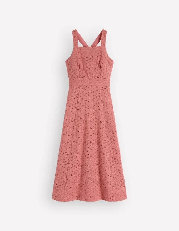 Cross Back Broderie Midi Dress Vintage Rose Broderie Cross Back Broderie Midi Dress Vintage Rose Broderie