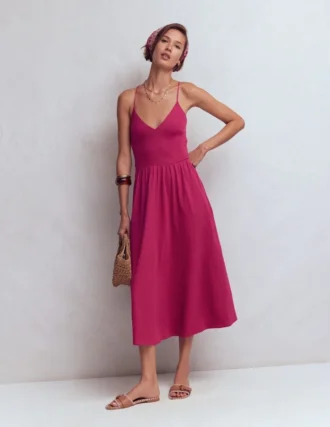 Cross Back Jersey Dress Beet Red