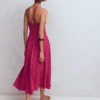Cross Back Jersey Dress Beet Red Cross Back Jersey Dress Beet Red