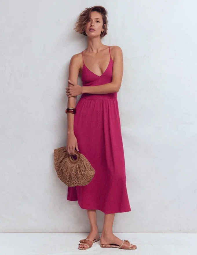 Cross Back Jersey Dress Beet Red Cross Back Jersey Dress Beet Red