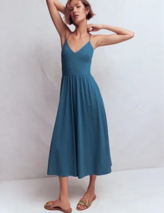 Cross Back Jersey Dress Tourmaline Blue