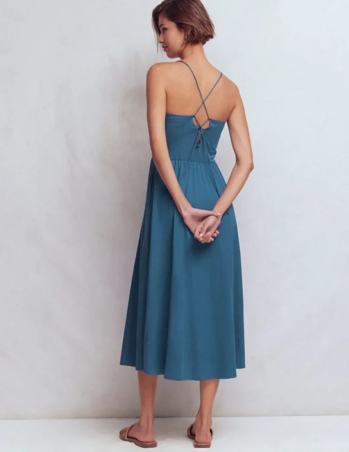 Cross Back Jersey Dress Tourmaline Blue Cross Back Jersey Dress Tourmaline Blue