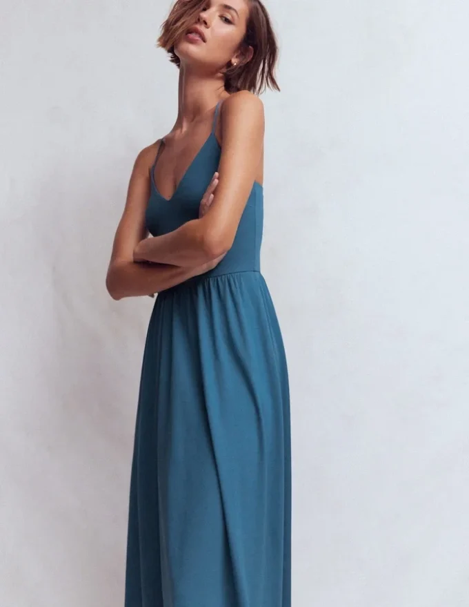 Cross Back Jersey Dress Tourmaline Blue Cross Back Jersey Dress Tourmaline Blue
