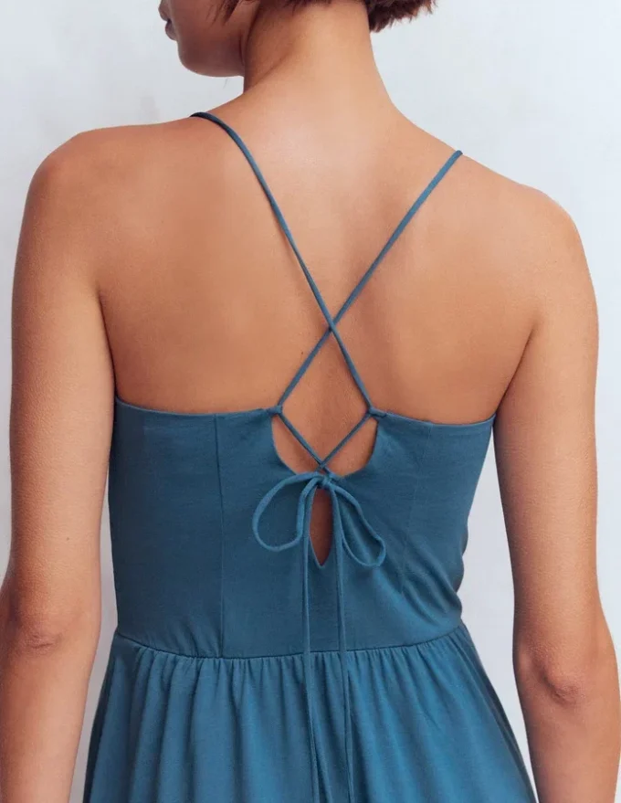 Cross Back Jersey Dress Tourmaline Blue Cross Back Jersey Dress Tourmaline Blue