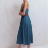 Cross Back Jersey Dress Tourmaline Blue Cross Back Jersey Dress Tourmaline Blue