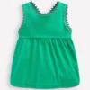 Cross-Back Pom Trim Top Aquamarine Blue
