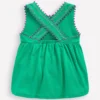 Cross-Back Pom Trim Top Aquamarine Blue