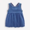 Cross-Back Pom Trim Top Azure Blue