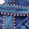 Cross-Back Pom Trim Top Azure Blue