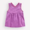 Cross-Back Pom Trim Top Chalky Violet